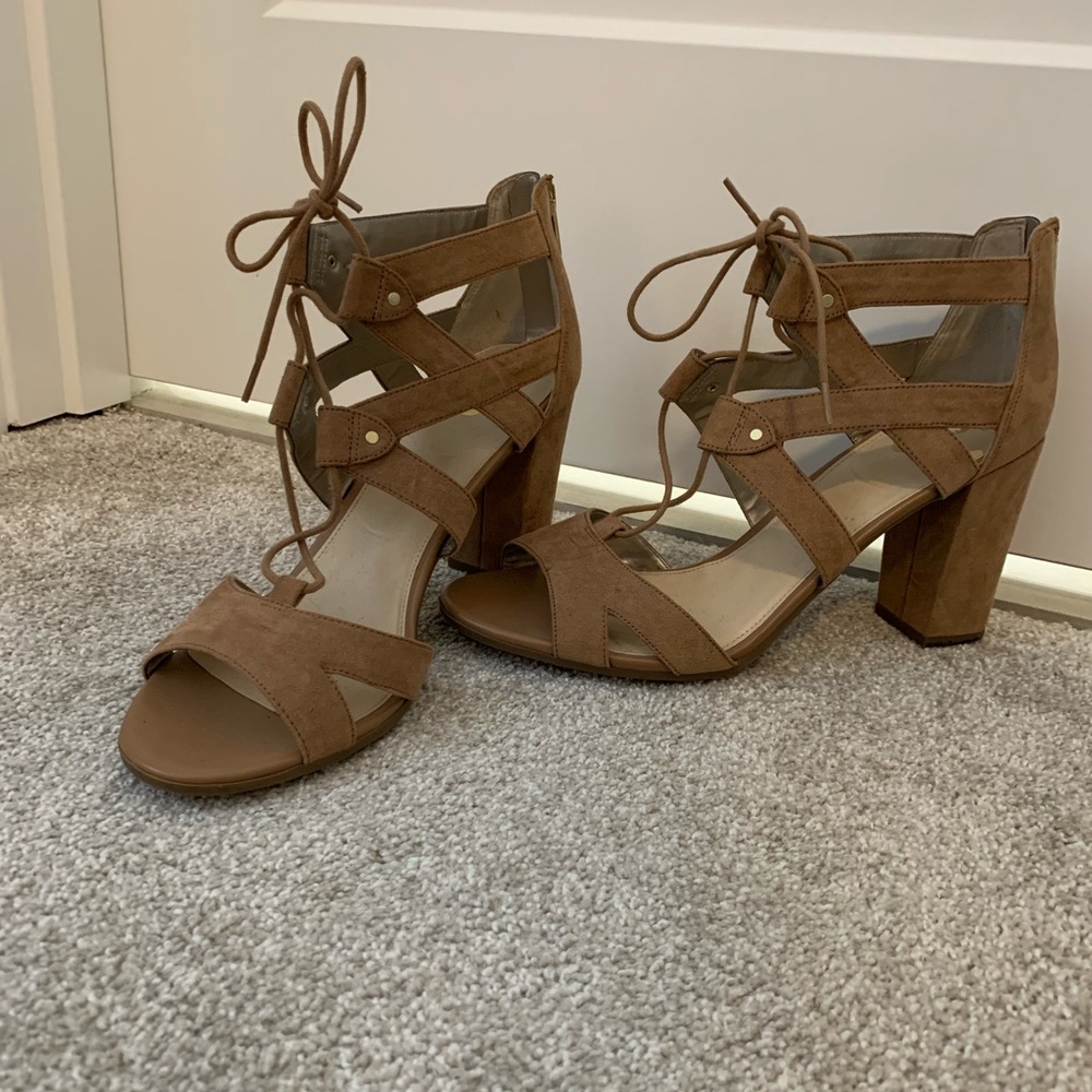Strappy suede heels